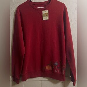 Red Men's Sweater with Mushroom Design